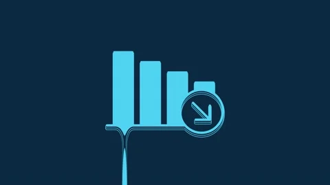 Blue Financial growth decrease icon isolated on blue background. Increasing Stock Footage 235947514
