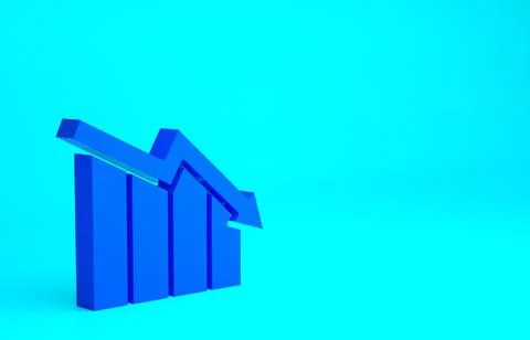 Blue Financial growth decrease icon isolated on blue background. Increasing r Stock Illustration