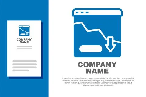 Blue Financial growth decrease icon isolated on white background. Increasing Stock Illustration