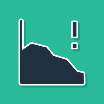 Blue Financial growth decrease icon isolated on green background. Increasing Stock Illustration