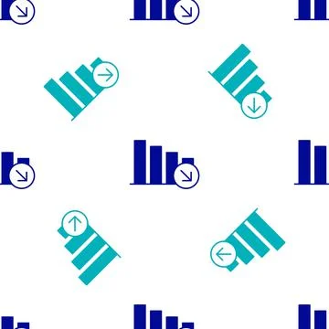 Blue Financial growth decrease icon isolated seamless pattern on white Stock Illustration