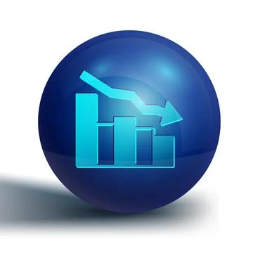 Blue Financial growth decrease icon isolated on white background. Increasing Stock Illustration