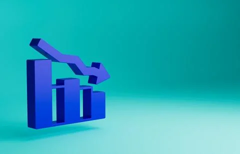 Blue Financial growth decrease icon isolated on blue background. Increasing Stock Illustration