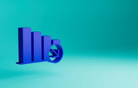 Blue Financial growth decrease icon isolated on blue background. Increasing Stock Illustration