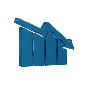 Blue Financial growth decrease icon isolated on transparent background. Inc.. Stock Illustration