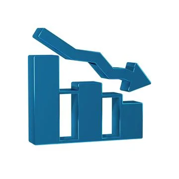 Blue Financial growth decrease icon isolated on transparent background. Inc.. Stock Illustration