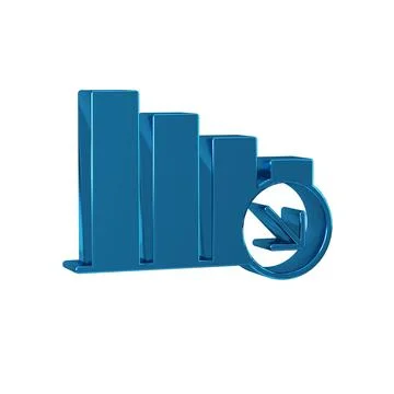 Blue Financial growth decrease icon isolated on transparent background. Inc.. Stock Illustration