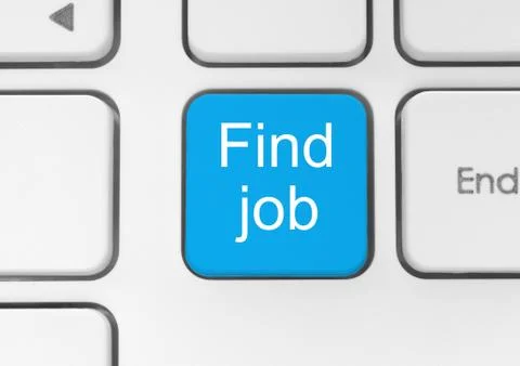 Blue find job button Foto stock