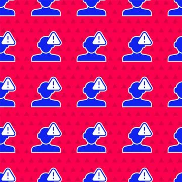 Blue Finding a problem in psychology icon isolated seamless pattern on red Illustrazione stock