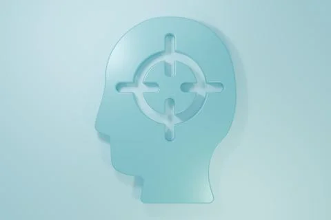 Blue Finding a problem in psychology icon isolated on blue background. Mini.. Illustrazione stock