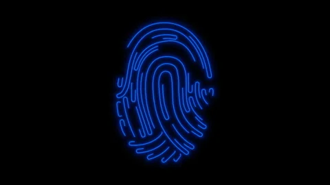 Blue Finger Print Scanning Identification System Video Animated Background Stock Footage 342477276