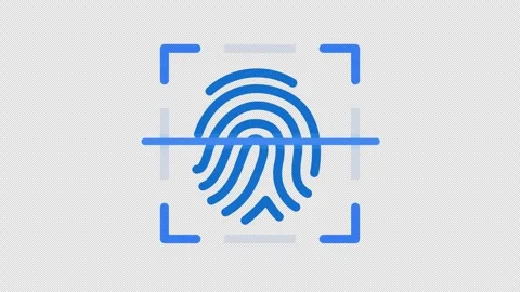 Blue Fingerprint Authentication Scan Icon Loop with Alpha Channel Stock Footage 330932119