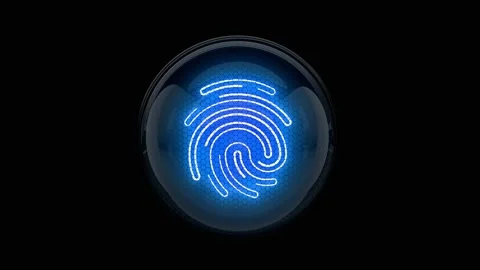 Blue fingerprint. Fingerprint icon. Loop animation. Stock Footage 153272805