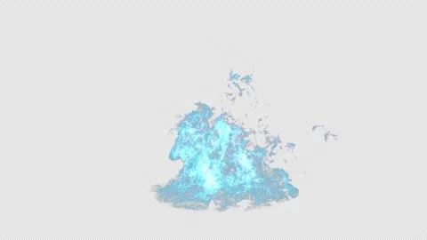 Blue fire on alpha channel. a fire with blue flames. an isolated magic fire Video stock 335864628