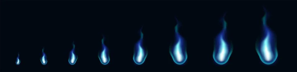 Blue fire animation sprites. Flat bonfire Illustrazione stock