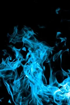 Blue fire on black background Stock Photos