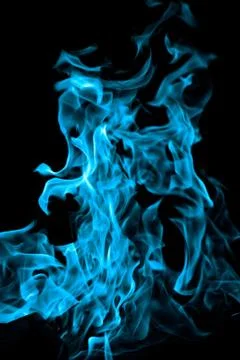 Blue fire on black background Foto stock