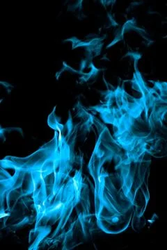 Blue fire on black background Stock Photos