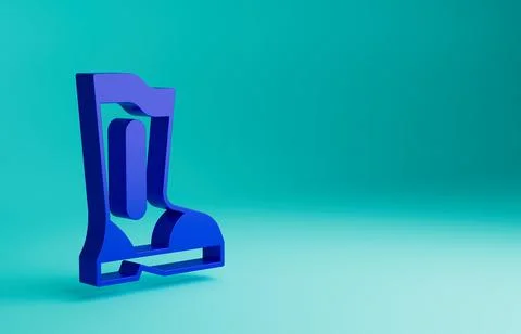 Blue Fire boots icon isolated on blue background. Minimalism concept. 3D render Stock Illustration