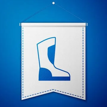 Blue Fire boots icon isolated on blue background. White pennant template. V.. イラスト素材