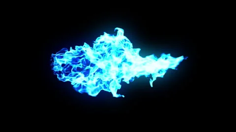 Blue fire burning loop effect animation Stock Footage 262287121