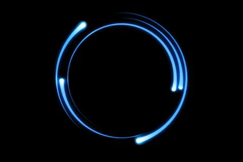Blue fire comet light flying in circle. Shining lights in motion with particl Stock Illustration