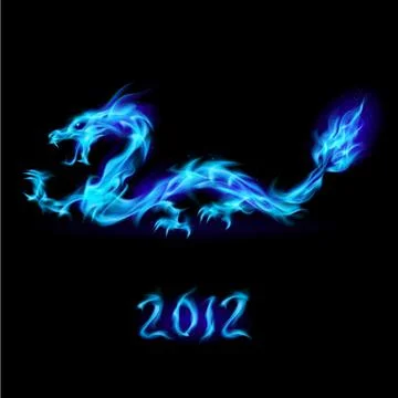Blue fire Dragon Illustrazione stock