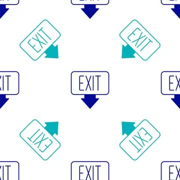 Blue Fire exit icon isolated seamless pattern on white background. Fire Stock Illustration