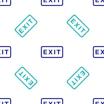 Blue Fire exit icon isolated seamless pattern on white background. Fire Stock Illustration