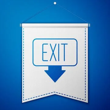 Blue Fire exit icon isolated on blue background. Fire emergency icon. White p Ilustración de archivo