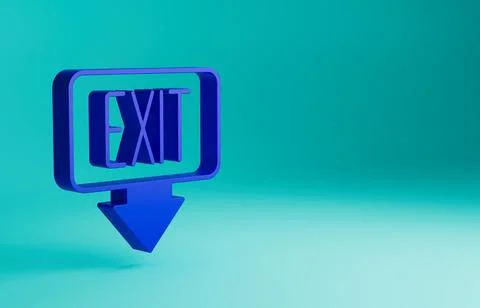 Blue Fire exit icon isolated on blue background. Fire emergency icon. Minimalism Ilustración de archivo
