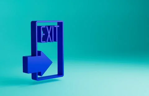Blue Fire exit icon isolated on blue background. Fire emergency icon. Minimalism Ilustración de archivo