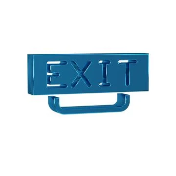 Blue Fire exit icon isolated on transparent background. Fire emergency icon. Ilustración de archivo