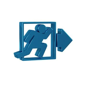 Blue Fire exit icon isolated on transparent background. Fire emergency icon. Ilustración de archivo