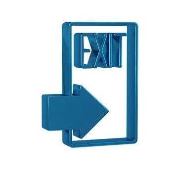 Blue Fire exit icon isolated on transparent background. Fire emergency icon. Ilustración de archivo