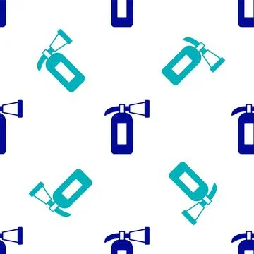 Blue Fire extinguisher icon isolated seamless pattern on white background. .. 스톡 일러스트