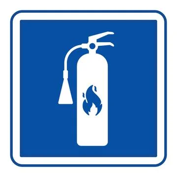 Blue Fire Extinguisher Sign. Vector Icon. Device Designed to Extinguish Fir.. 스톡 일러스트
