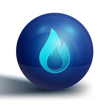 Blue Fire flame icon isolated on white background. Blue circle button. Vector Stock Illustration