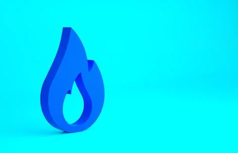 Blue Fire flame icon isolated on blue background. Minimalism concept. 3d illu 스톡 일러스트