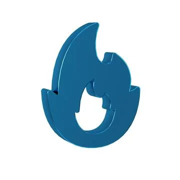 Blue Fire flame icon isolated on transparent background. Illustrazione stock