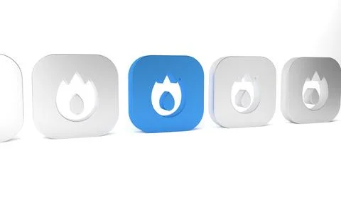 Blue Fire flame icon isolated on white background. Minimalism concept. 3D r.. 스톡 일러스트