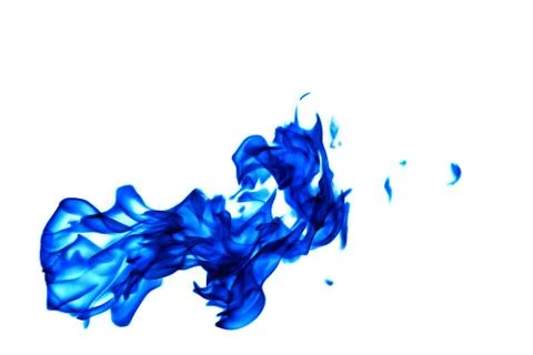 Blue fire flame isolated on white background Stock Photos