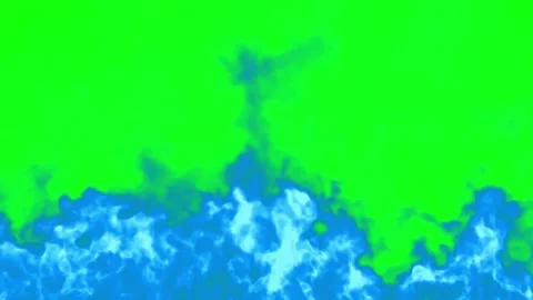Blue fire flames burning against green screen background with fire moves Stock Footage 345101772