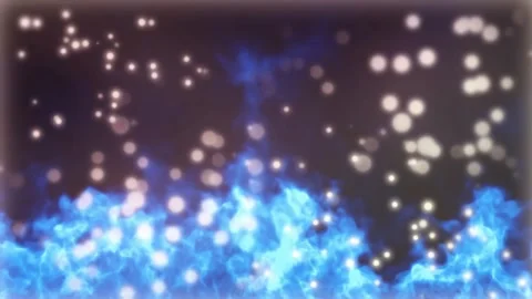 Blue fire flames rising with glowing white particles floating in dark abstract Vídeos de archivo 345101784
