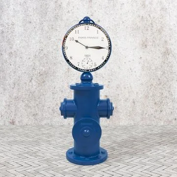 Blue fire hydrant with clock Stock Illustration