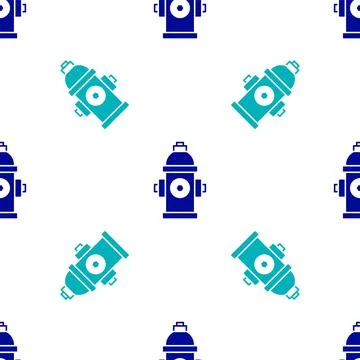 Blue Fire hydrant icon isolated seamless pattern on white background. Vector 库存插图