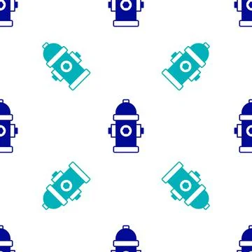 Blue Fire hydrant icon isolated seamless pattern on white background. Vector Stock Illustration