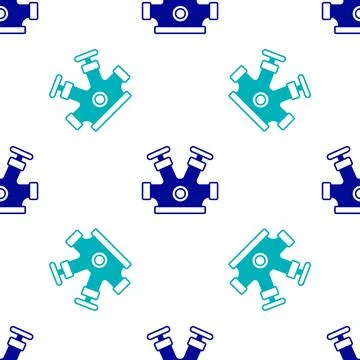 Blue Fire hydrant icon isolated seamless pattern on white background. Vector Stock Illustration
