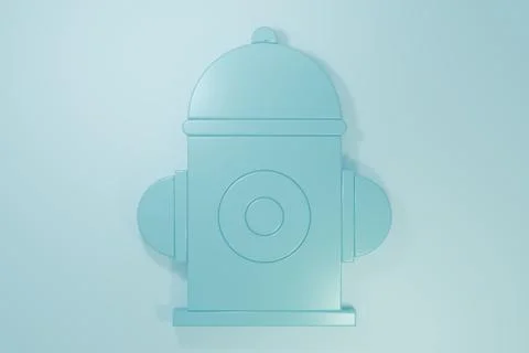Blue Fire hydrant icon isolated on blue background. Minimalism concept. 3D .. Stock Illustration