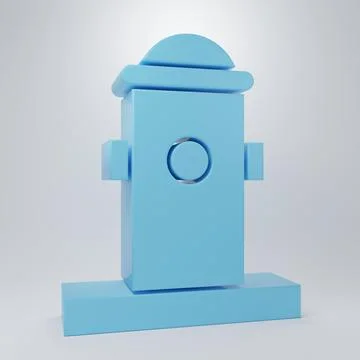 Blue Fire hydrant icon isolated on grey background. Minimalism concept. 3D .. Stock Illustration